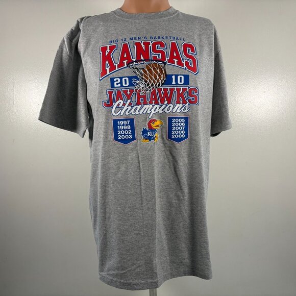 Kansas Jayhawks T Shirt Mens Size L College Basketball Big 12 Champions 2010 - Picture 2 of 4
